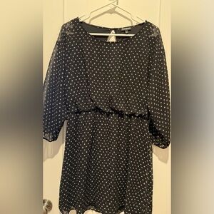 Express Black and White Patterned 3/4 length Sleeve Dress